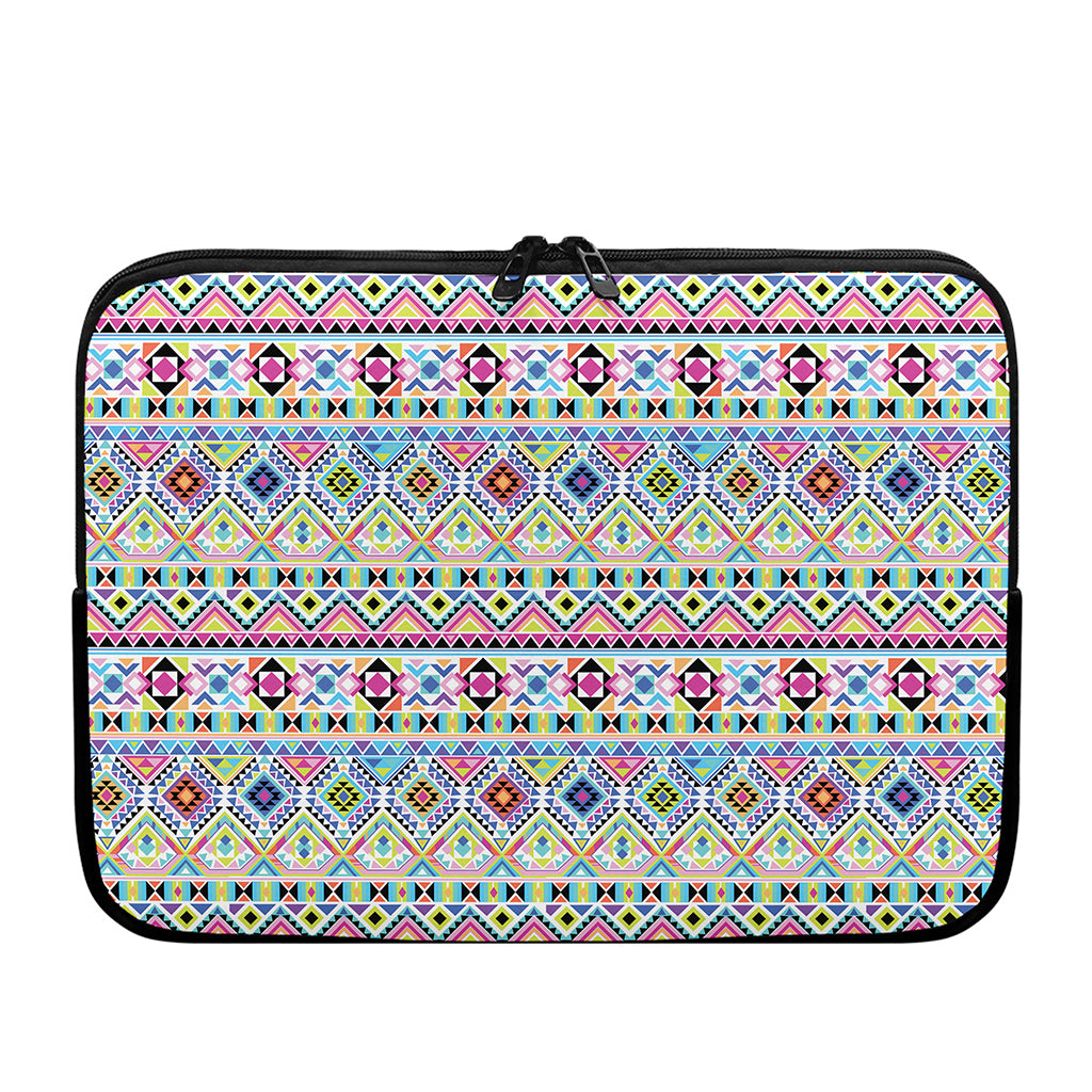 Colorful Aztec Geometric Pattern Print Laptop Sleeve