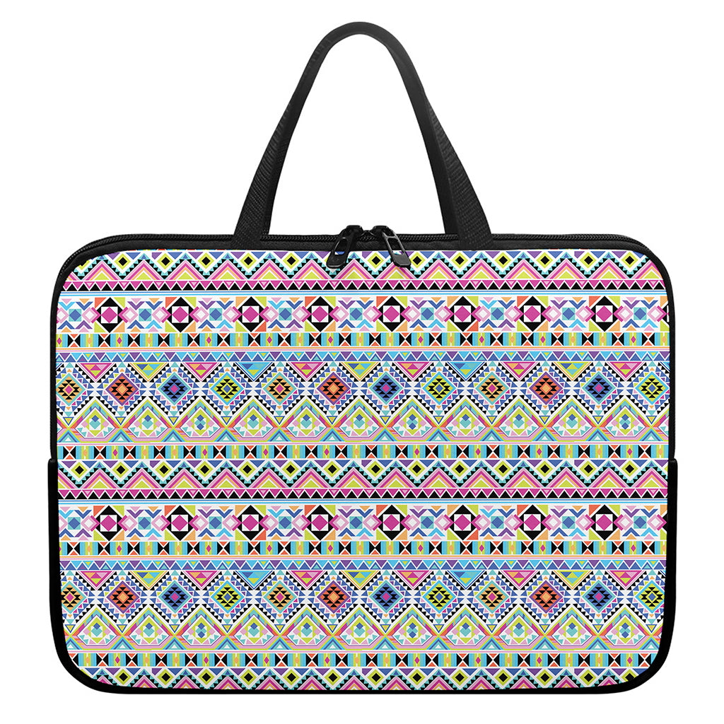 Colorful Aztec Geometric Pattern Print Laptop Sleeve With Handle