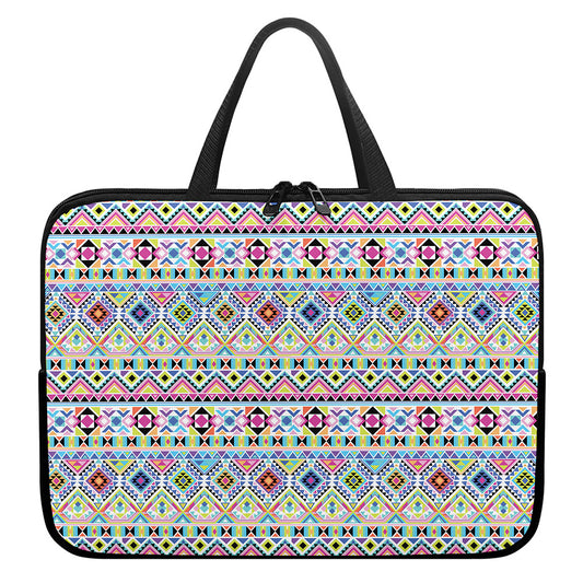 Colorful Aztec Geometric Pattern Print Laptop Sleeve With Handle