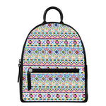 Colorful Aztec Geometric Pattern Print Leather Backpack