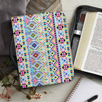 Colorful Aztec Geometric Pattern Print Leather Bible Cover