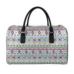 Colorful Aztec Geometric Pattern Print Leather Duffle Bag