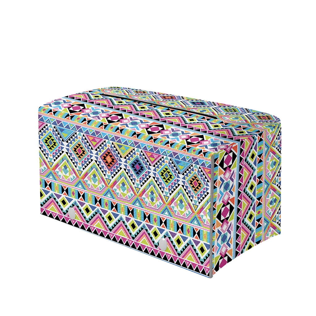 Colorful Aztec Geometric Pattern Print Leather Tissue Box Cover