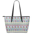 Colorful Aztec Geometric Pattern Print Leather Tote Bag With Zipper