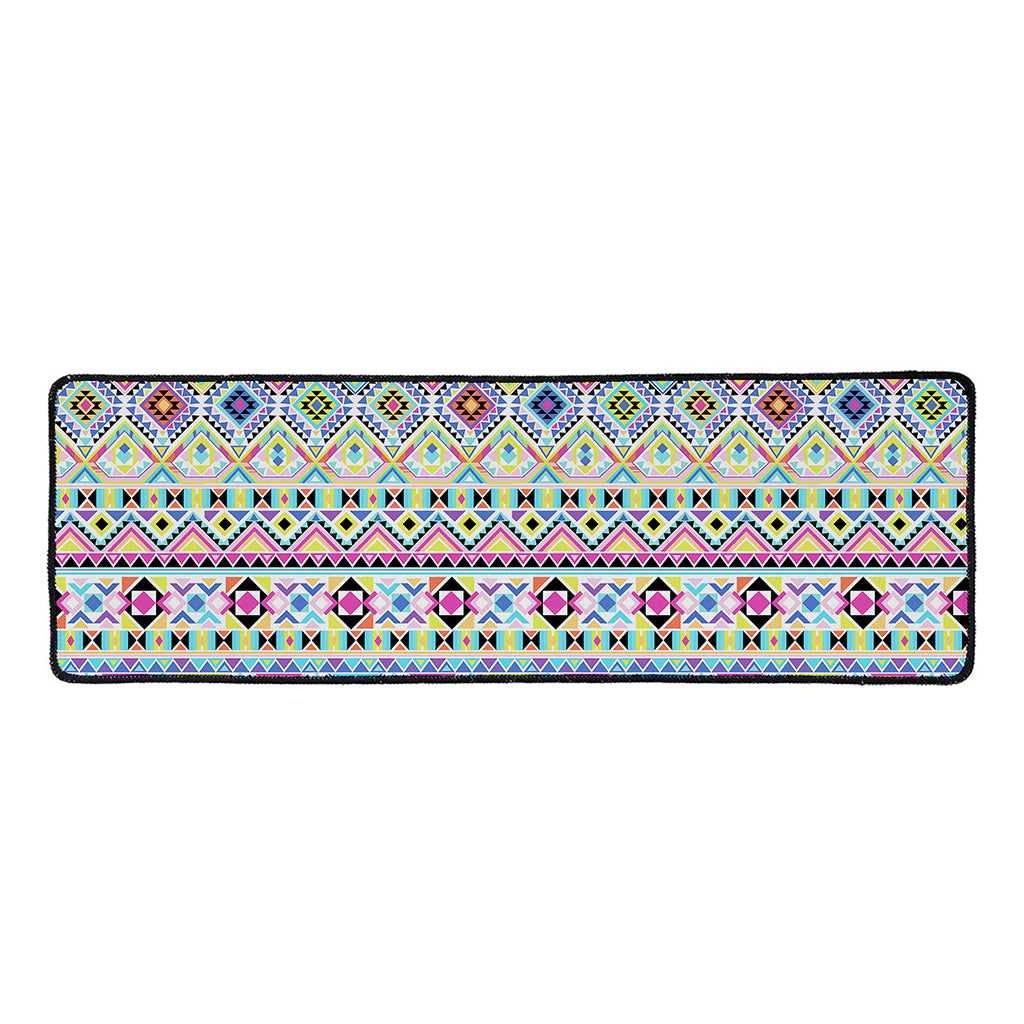 Colorful Aztec Geometric Pattern Print Long Kitchen Mat