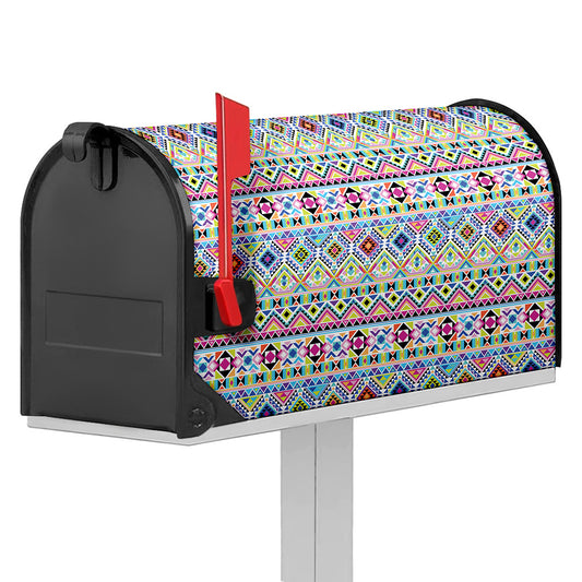 Colorful Aztec Geometric Pattern Print Mailbox Cover