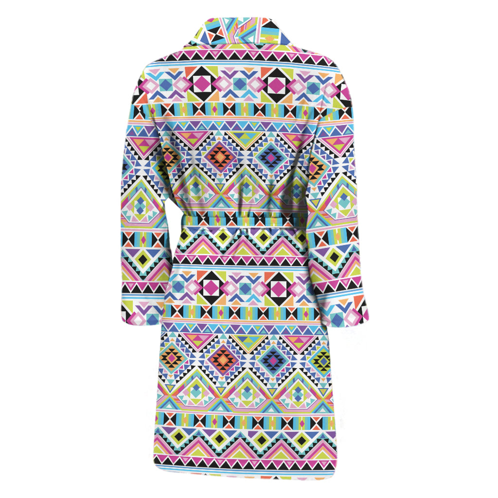 Colorful Aztec Geometric Pattern Print Men's Bathrobe