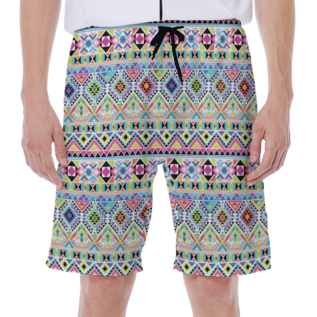 Colorful Aztec Geometric Pattern Print Men's Beach Shorts