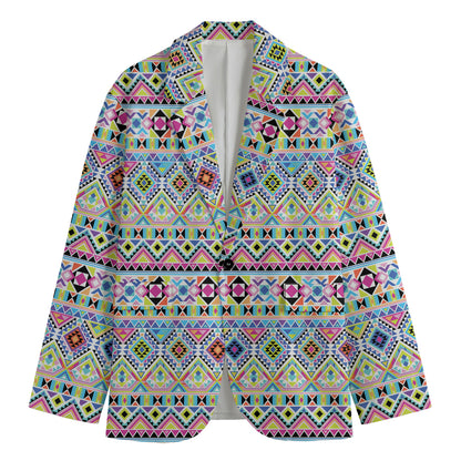 Colorful Aztec Geometric Pattern Print Men's Blazer