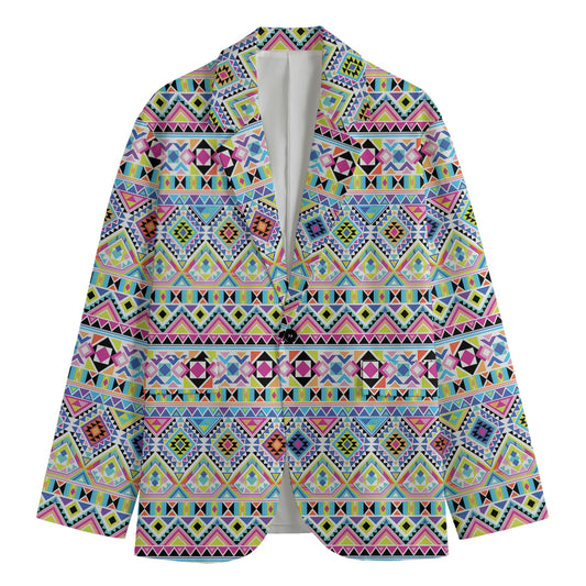 Colorful Aztec Geometric Pattern Print Men's Blazer