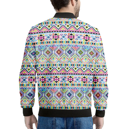 Colorful Aztec Geometric Pattern Print Men's Bomber Jacket