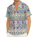Colorful Aztec Geometric Pattern Print Men's Deep V-Neck Shirt
