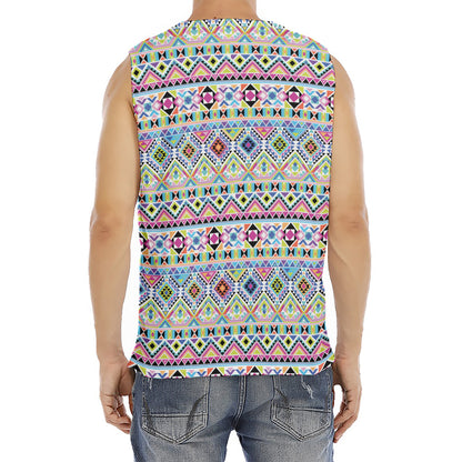Colorful Aztec Geometric Pattern Print Men's Fitness Tank Top