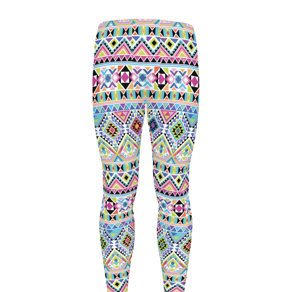 Colorful Aztec Geometric Pattern Print Men's leggings