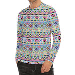 Colorful Aztec Geometric Pattern Print Men's Long Sleeve Rash Guard