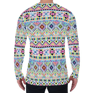 Colorful Aztec Geometric Pattern Print Men's Long Sleeve T-Shirt