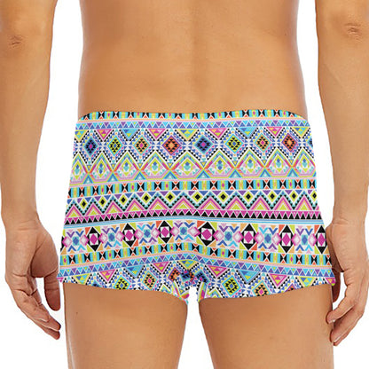 Colorful Aztec Geometric Pattern Print Men's Short Boxer Briefs