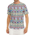 Colorful Aztec Geometric Pattern Print Men's Short Sleeve Rash Guard