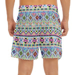 Colorful Aztec Geometric Pattern Print Men's Split Running Shorts