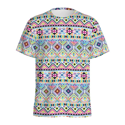 Colorful Aztec Geometric Pattern Print Men's Sports T-Shirt