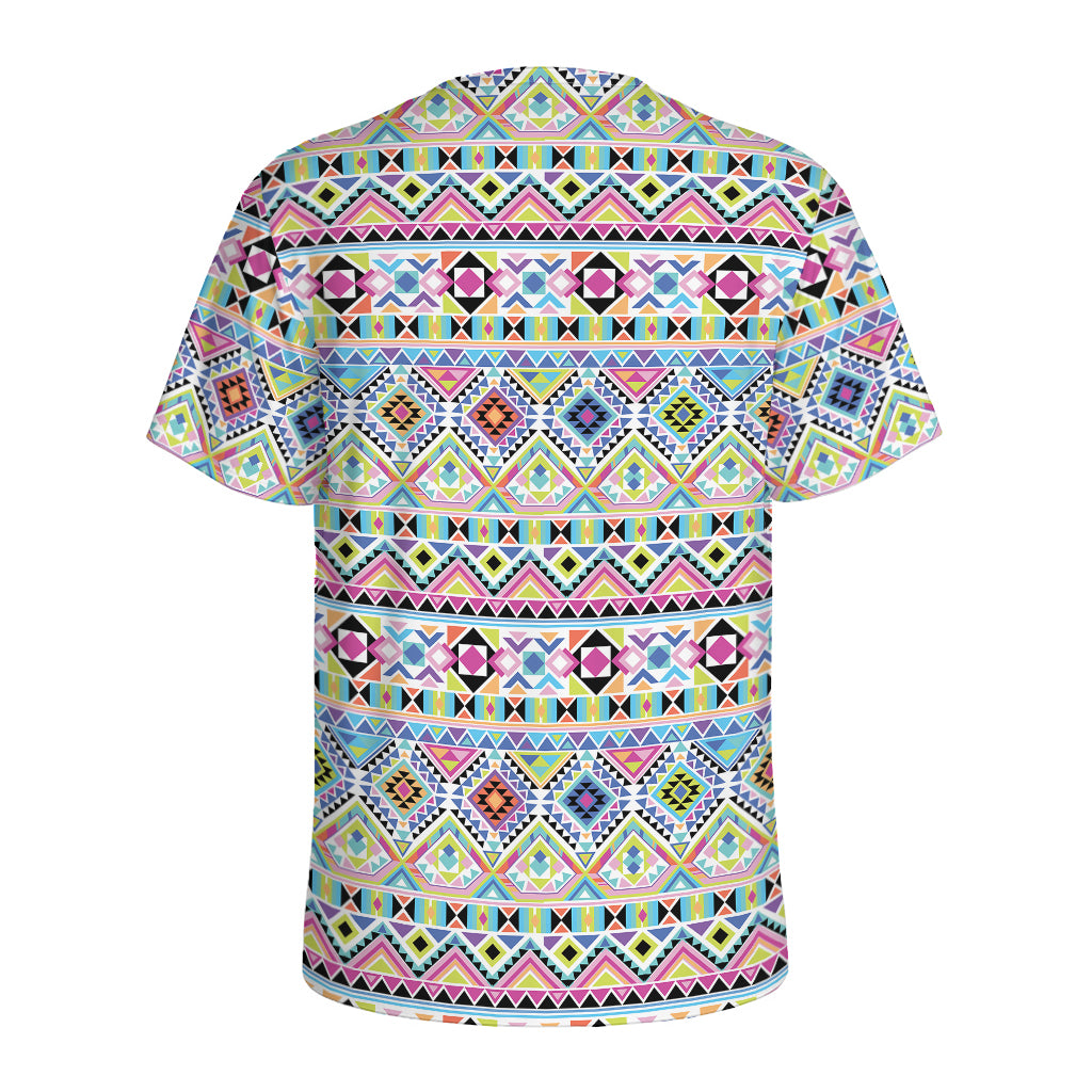 Colorful Aztec Geometric Pattern Print Men's Sports T-Shirt