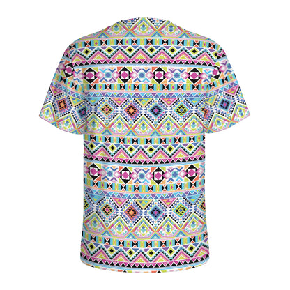 Colorful Aztec Geometric Pattern Print Men's Sports T-Shirt