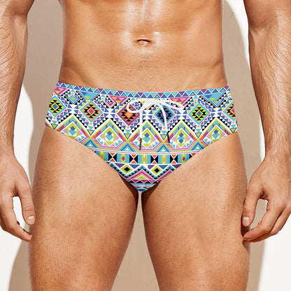 Colorful Aztec Geometric Pattern Print Men's Swim Briefs