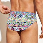 Colorful Aztec Geometric Pattern Print Men's Swim Briefs