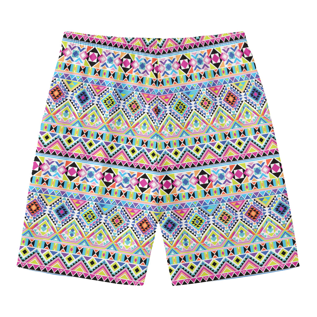Colorful Aztec Geometric Pattern Print Men's Swim Trunks