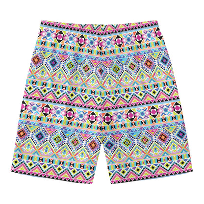 Colorful Aztec Geometric Pattern Print Men's Swim Trunks