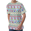 Colorful Aztec Geometric Pattern Print Men's Velvet T-Shirt