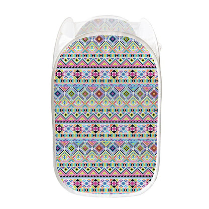 Colorful Aztec Geometric Pattern Print Mesh Laundry Hamper