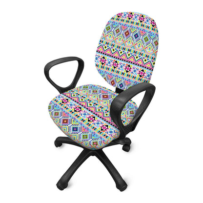 Colorful Aztec Geometric Pattern Print Office Chair Cover