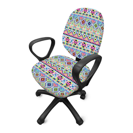 Colorful Aztec Geometric Pattern Print Office Chair Cover