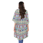 Colorful Aztec Geometric Pattern Print Open Front Beach Cover Up