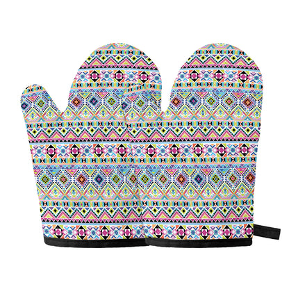 Colorful Aztec Geometric Pattern Print Oven Mitts