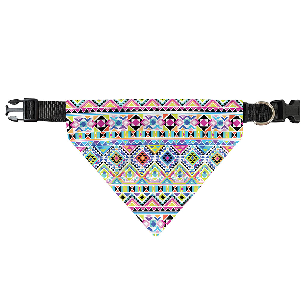 Colorful Aztec Geometric Pattern Print Over The Collar Dog Bandana