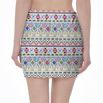 Colorful Aztec Geometric Pattern Print Pencil Mini Skirt