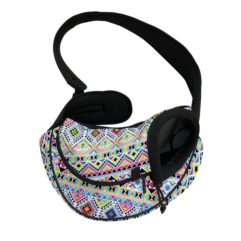 Colorful Aztec Geometric Pattern Print Pet Sling Carrier
