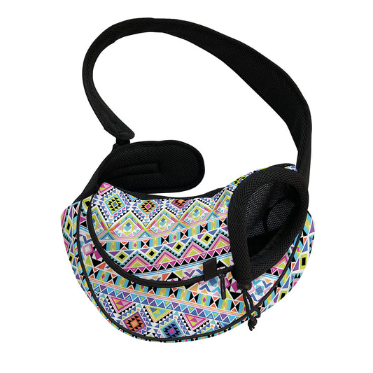 Colorful Aztec Geometric Pattern Print Pet Sling Carrier
