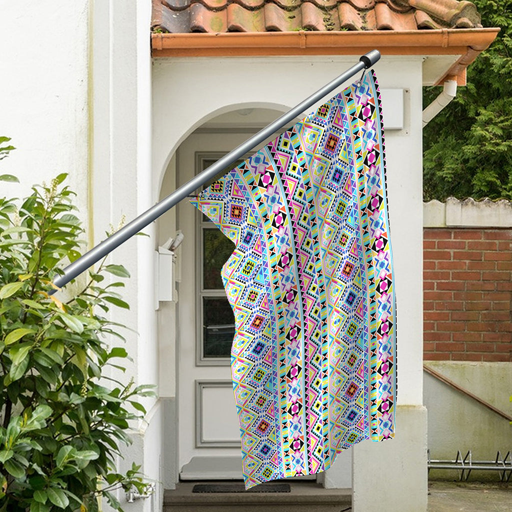 Colorful Aztec Geometric Pattern Print Polyester Flag