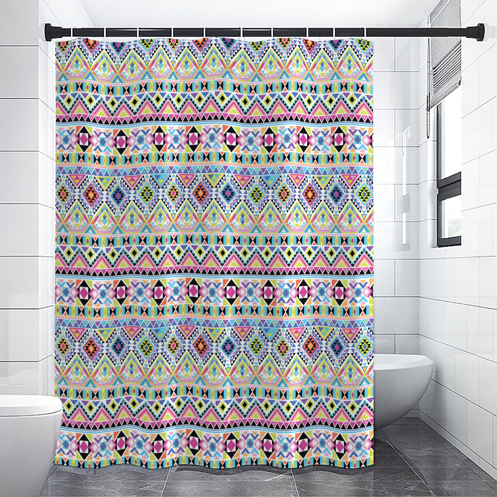 Colorful Aztec Geometric Pattern Print Premium Shower Curtain