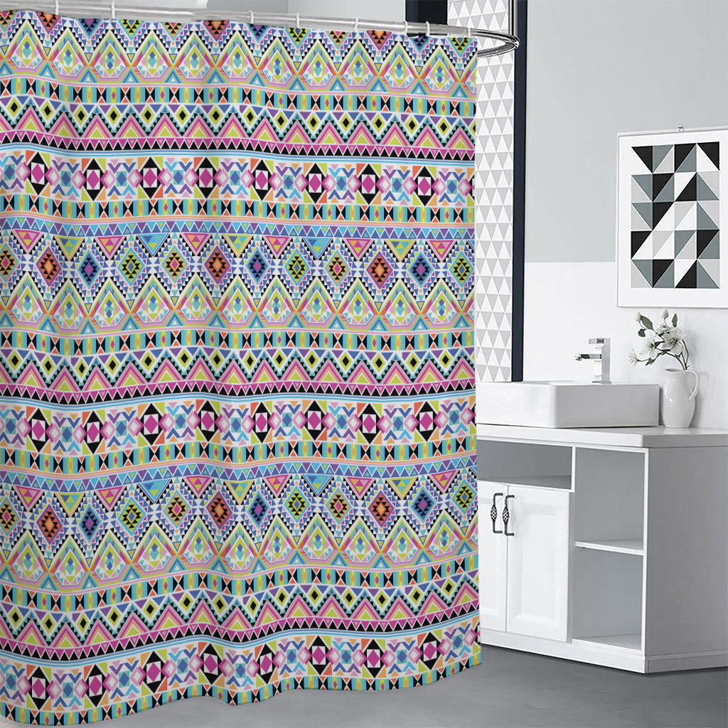 Colorful Aztec Geometric Pattern Print Premium Shower Curtain