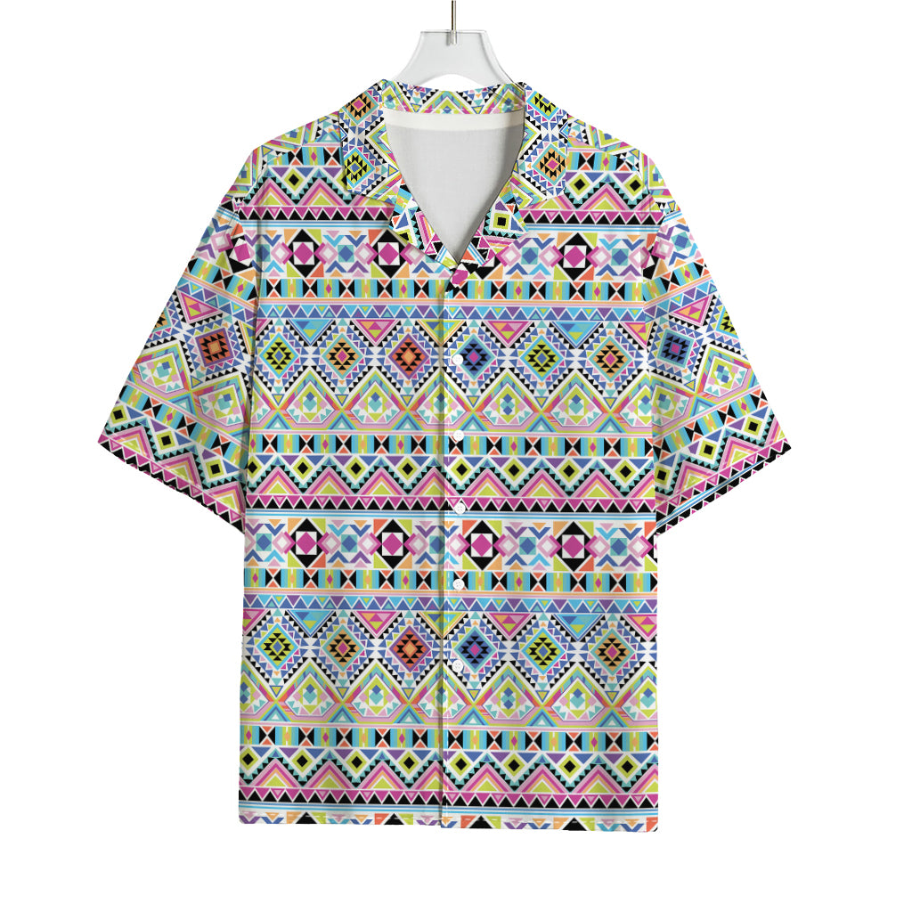 Colorful Aztec Geometric Pattern Print Rayon Hawaiian Shirt