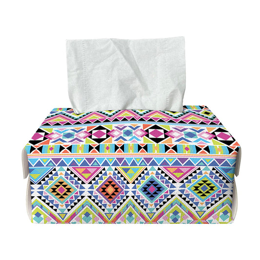 Colorful Aztec Geometric Pattern Print Rectangle Tissue Box Cover