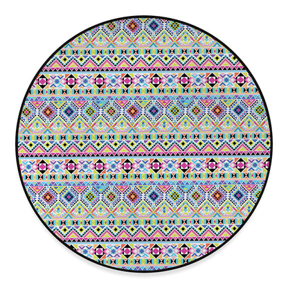 Colorful Aztec Geometric Pattern Print Round Floor Mat