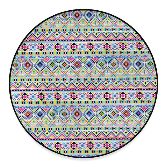 Colorful Aztec Geometric Pattern Print Round Floor Mat