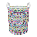 Colorful Aztec Geometric Pattern Print Round Laundry Basket