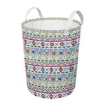Colorful Aztec Geometric Pattern Print Round Laundry Basket