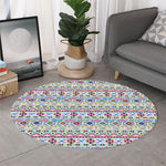 Colorful Aztec Geometric Pattern Print Round Rug
